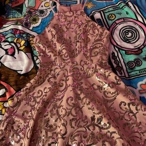 Pink party dress sequence detailed